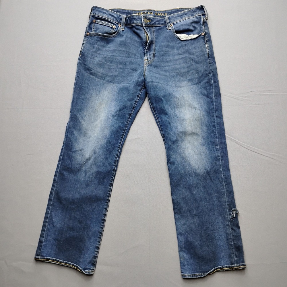 American Eagle Mens Flex Original Bootcut Jeans Blue Wash 38x32